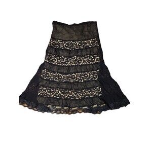 Charlotte Russe Lace Y2K Broomstick Whimsigoth Fairy Maxi Skirt Medium Black